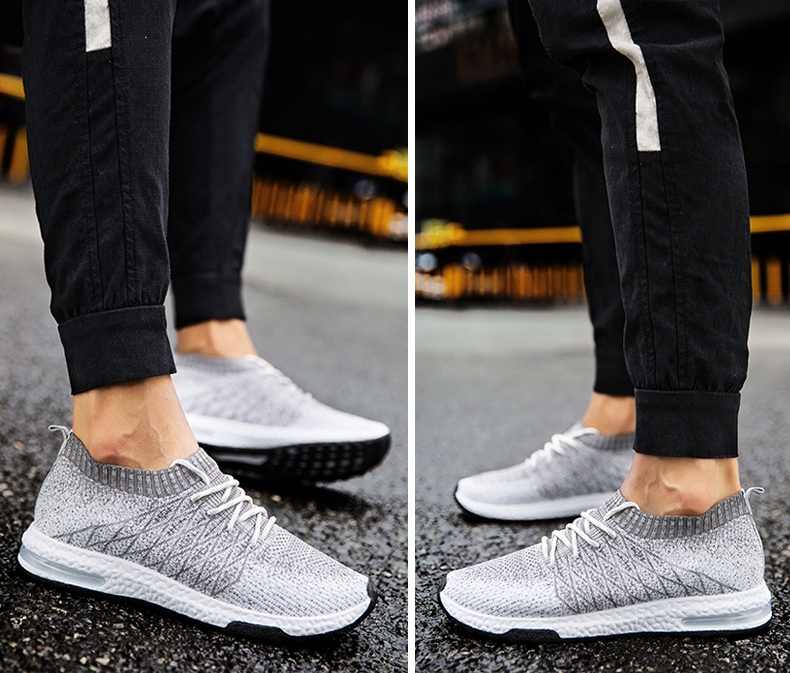 MINIQ Men Fashion Beathable Sport Shoes Air Mesh Outdoor Sneakers Slip on Light Weight Sock Shoes