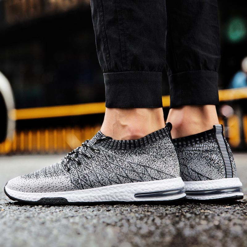 MINIQ Men Fashion Beathable Sport Shoes Air Mesh Outdoor Sneakers Slip on Light Weight Sock Shoes