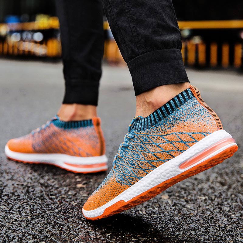 MINIQ Men Fashion Beathable Sport Shoes Air Mesh Outdoor Sneakers Slip on Light Weight Sock Shoes