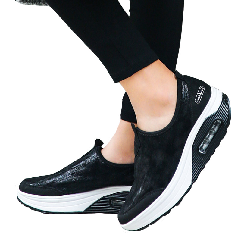 MINIQ Women's Air Cushion Sneakers Shoes Women Loafers Slip On Shoes Ladies Wedge Casual Shoes