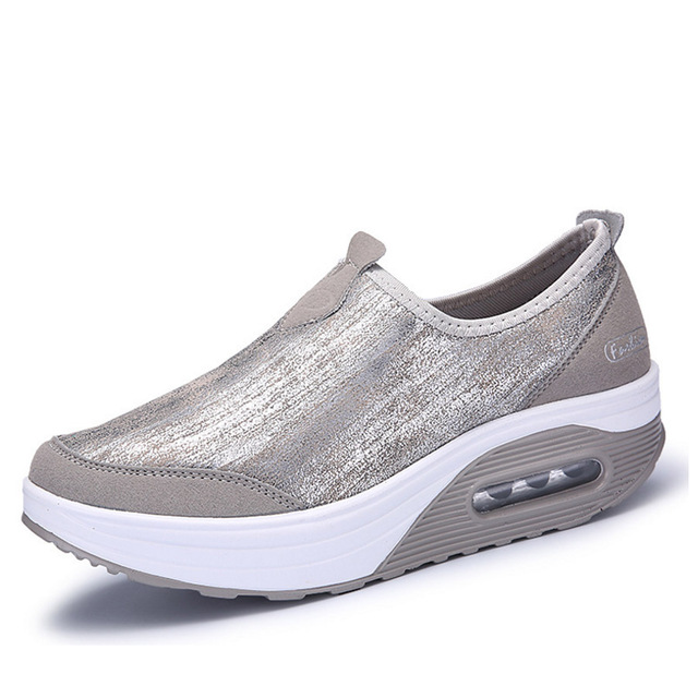 MINIQ Women's Air Cushion Sneakers Shoes Women Loafers Slip On Shoes Ladies Wedge Casual Shoes