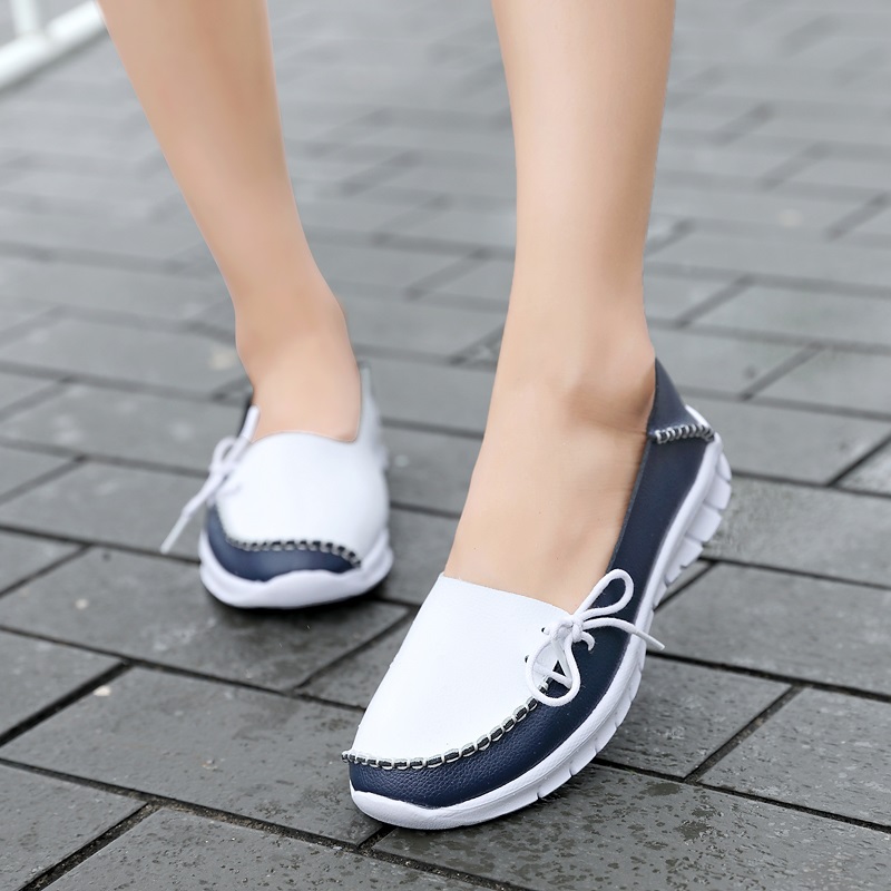 MiniQ Women Soft Leather Casual Shoes Flats High Quality Female Loafers Comfortable Slip On Shoes