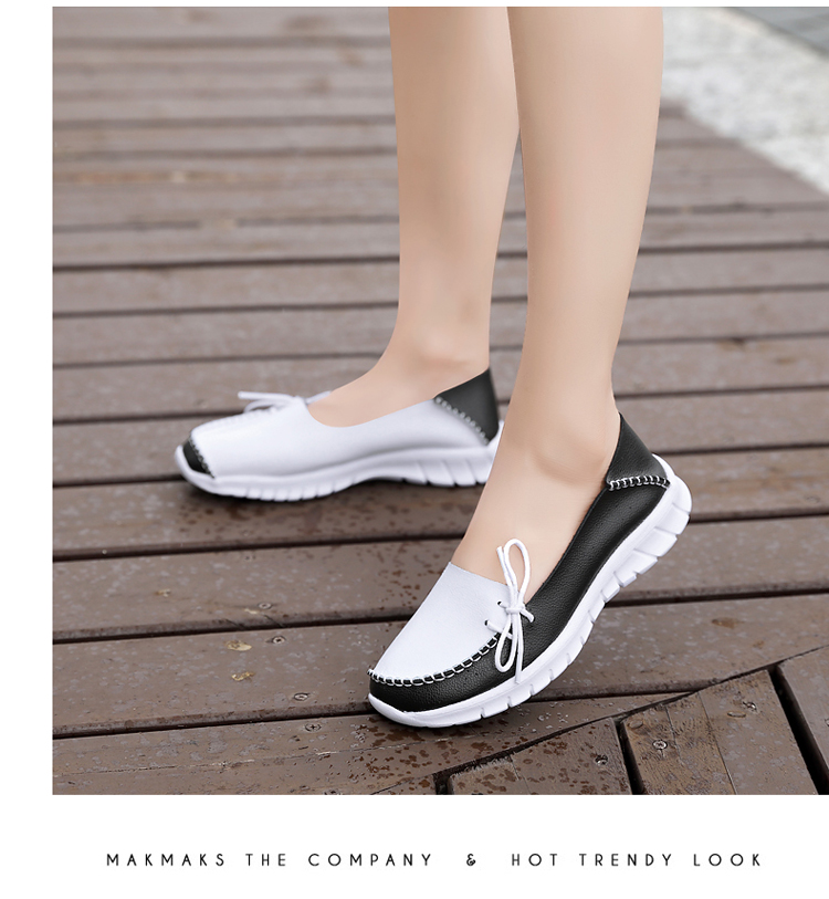 MiniQ Women Soft Leather Casual Shoes Flats High Quality Female Loafers Comfortable Slip On Shoes