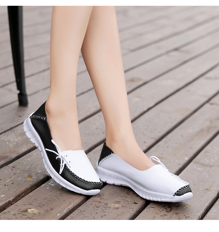 MiniQ Women Soft Leather Casual Shoes Flats High Quality Female Loafers Comfortable Slip On Shoes