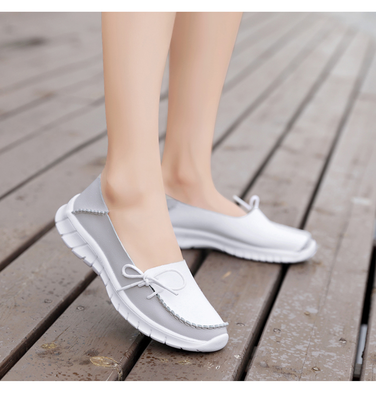 MiniQ Women Soft Leather Casual Shoes Flats High Quality Female Loafers Comfortable Slip On Shoes