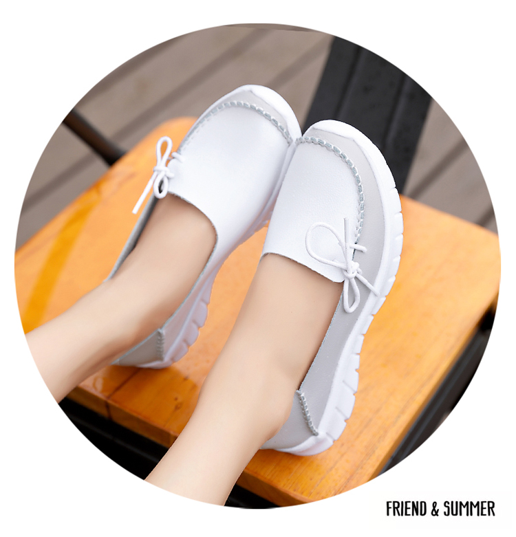 MiniQ Women Soft Leather Casual Shoes Flats High Quality Female Loafers Comfortable Slip On Shoes
