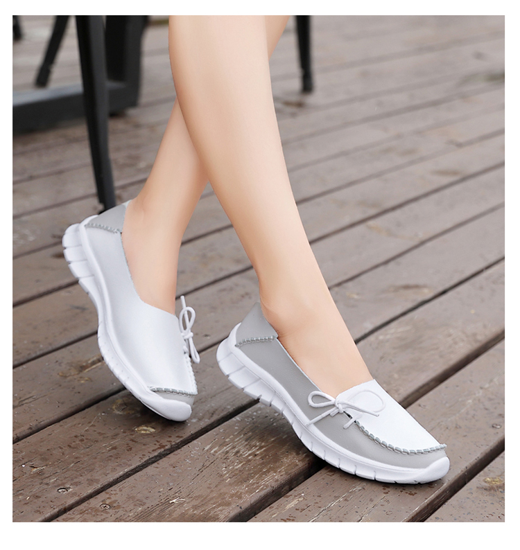 MiniQ Women Soft Leather Casual Shoes Flats High Quality Female Loafers Comfortable Slip On Shoes