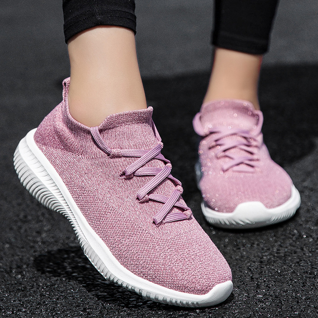 MINIQ Women Fashion Flying Sport Woven Shoes Mesh Breathable Non-Slip Socks Sneaker Lightweight Flat