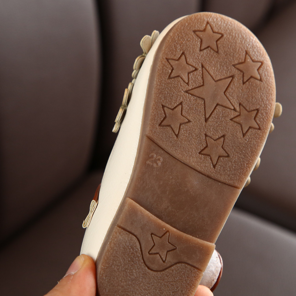 MiniQ Girls Flowers Leather Shoes Toddler Children Kids Baby Girl Princess Dress Sandals Non-slip