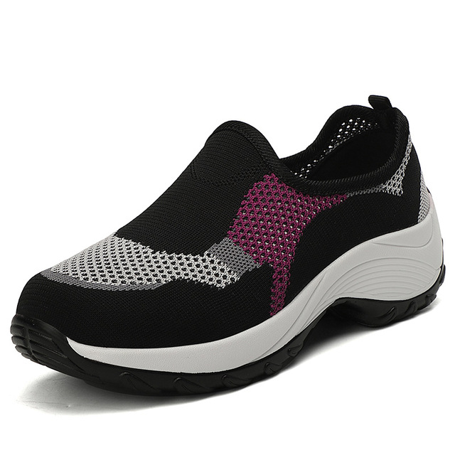 MiniQ Women Mesh Sport Sneakers Comfortable Slip On Sandals Flats Running Walking Shoes Soft Loafers