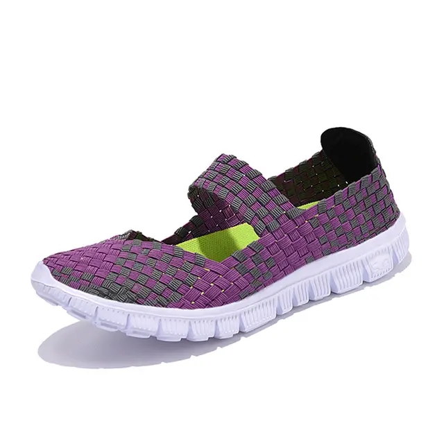 MiniQ Womens Comfortable Soft Sneakers Pull On Slip On Handmade Woven Shoes Casual Sport Sneakers Runnng Dancing Outdoor Flat Shoes