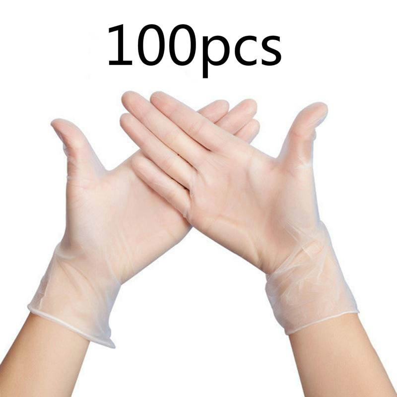 100 Pcs Transparent Disposable PVC Gloves Dishwashing/Kitchen/Medical/Latex/Rubber/Garden