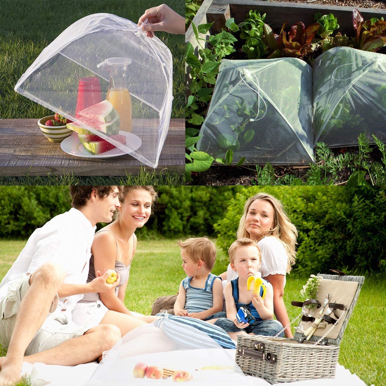 2Pcs Household Food Umbrella Cover Picnic Barbecue Party Anti Mosquito Fly Net Tent For Dinner Table
