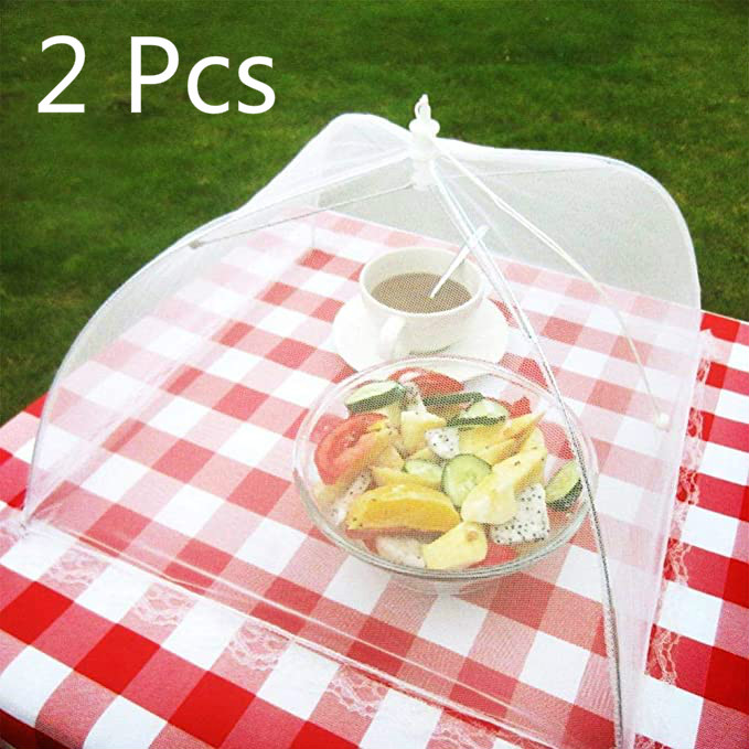 2Pcs Household Food Umbrella Cover Picnic Barbecue Party Anti Mosquito Fly Net Tent For Dinner Table