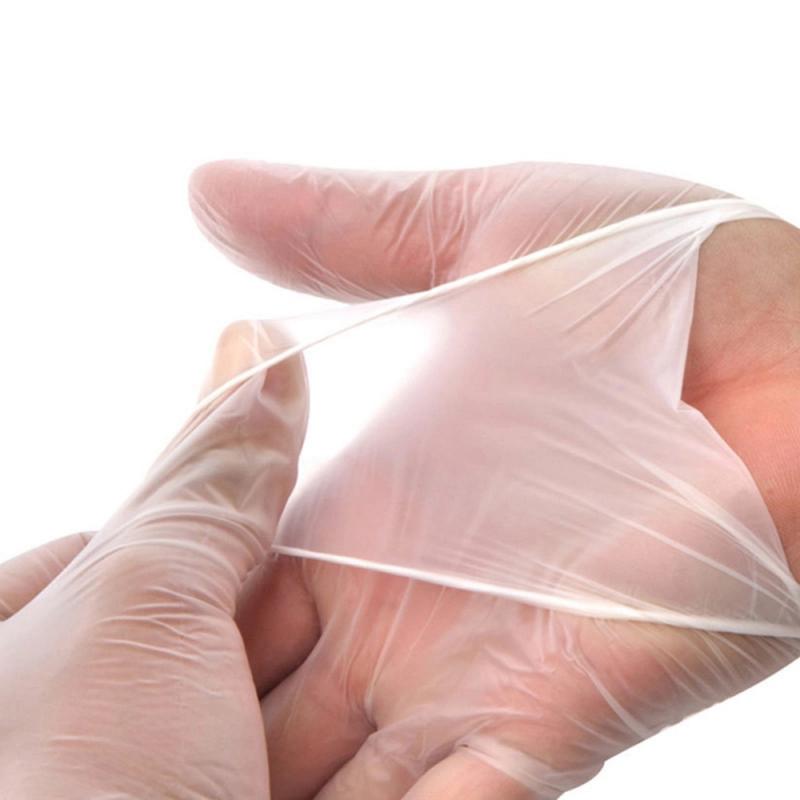 100 Pcs Transparent Disposable PVC Gloves Dishwashing/Kitchen/Medical/Latex/Rubber/Garden