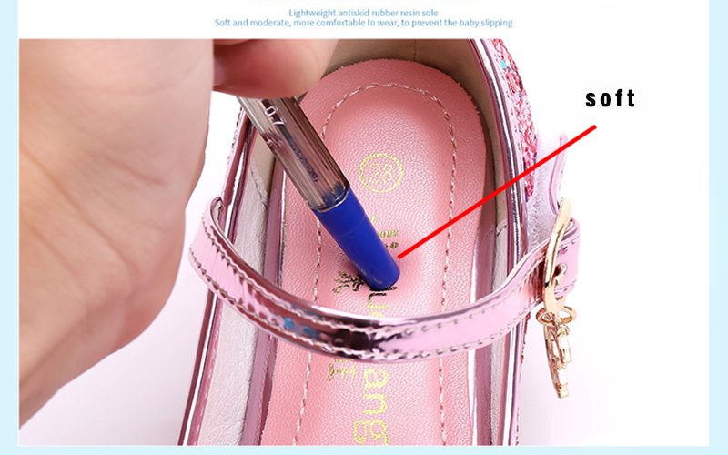 Girls Dress Shoes Princess Kids Leather Shoes Flower Glitter Children High Heel Butterfly Knot 26-38