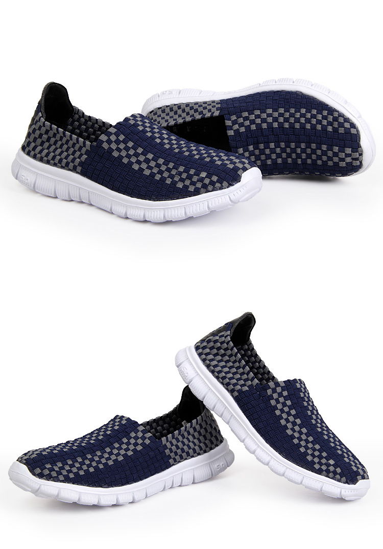 MiniQ Unisex Women Mens Light Weight Slip On Woven Sneakers Flats Casual Sport Running Walking Shoes