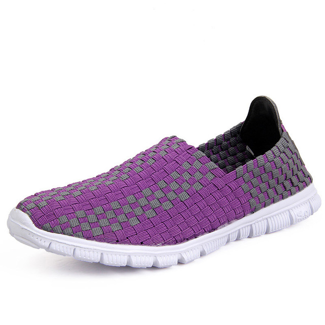 MiniQ Unisex Women Mens Light Weight Slip On Woven Sneakers Flats Casual Sport Running Walking Shoes
