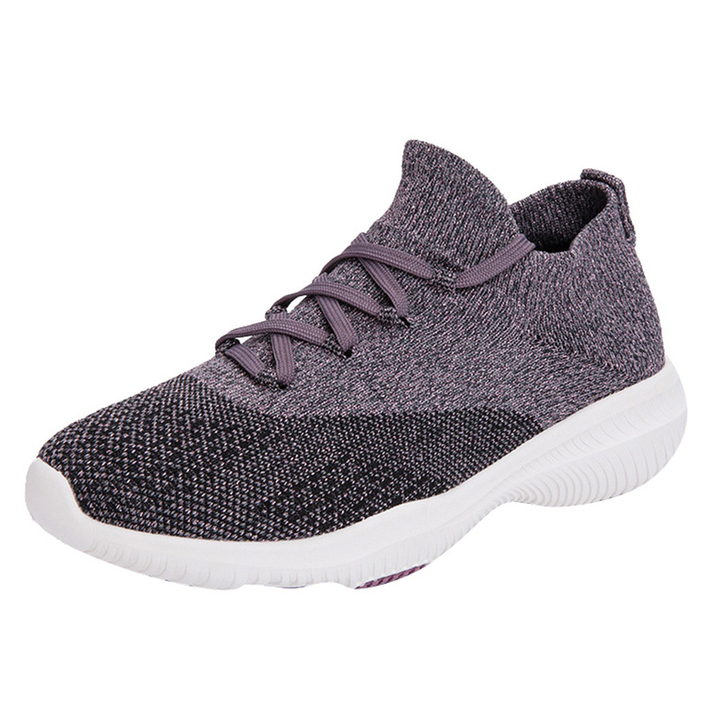 MINIQ Women Fashion Flying Sport Woven Shoes Mesh Breathable Non-Slip Socks Sneaker Lightweight Flat
