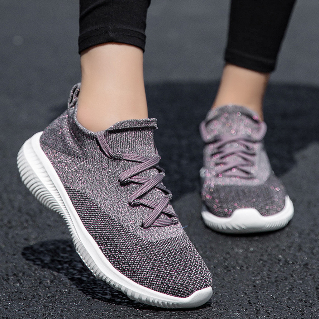 MINIQ Women Fashion Flying Sport Woven Shoes Mesh Breathable Non-Slip Socks Sneaker Lightweight Flat