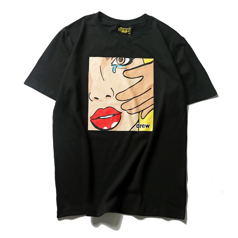 Unisex Men Women Short Sleeve Tee Fashion Tops Cry Pattern Casual TShirts Cotton Loose Clothing