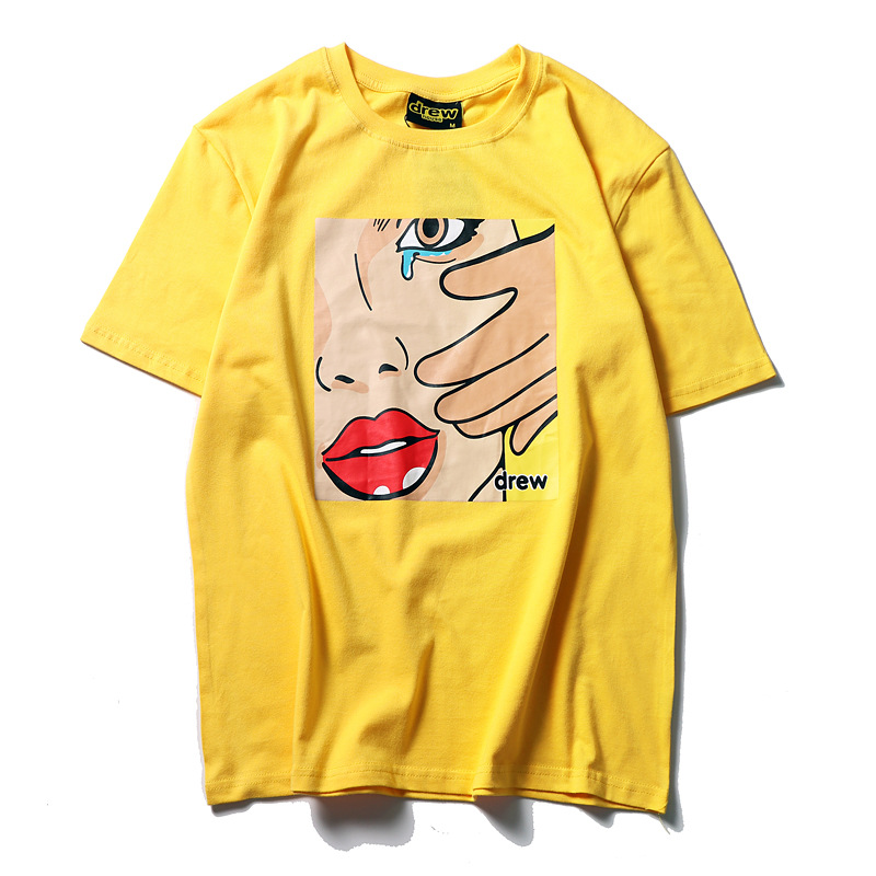 Unisex Men Women Short Sleeve Tee Fashion Tops Cry Pattern Casual TShirts Cotton Loose Clothing