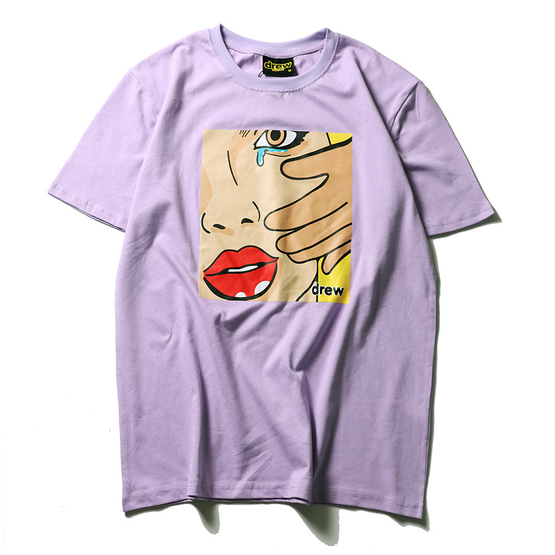 Unisex Men Women Short Sleeve Tee Fashion Tops Cry Pattern Casual TShirts Cotton Loose Clothing