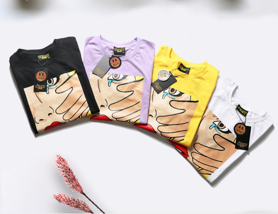 Unisex Men Women Short Sleeve Tee Fashion Tops Cry Pattern Casual TShirts Cotton Loose Clothing