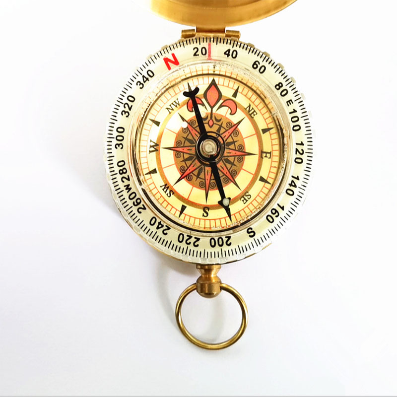 Pure copper compass G50 flip compass outdoor mountaineering multi-functional luminous with cover