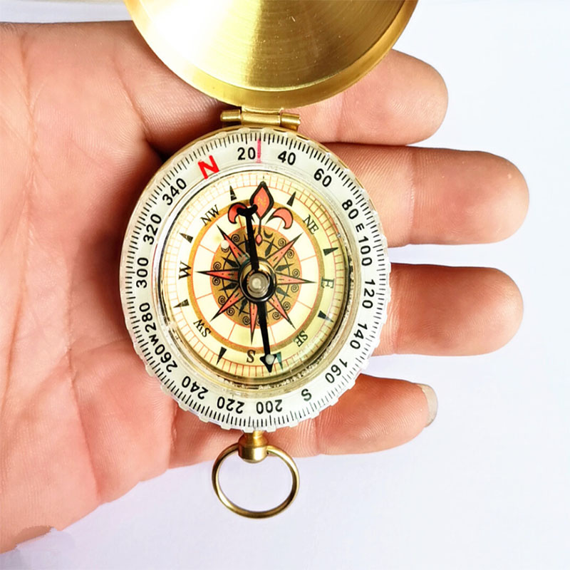 Pure copper compass G50 flip compass outdoor mountaineering multi-functional luminous with cover