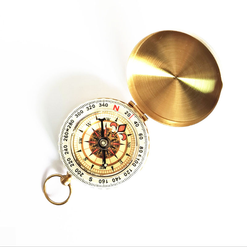 Pure copper compass G50 flip compass outdoor mountaineering multi-functional luminous with cover