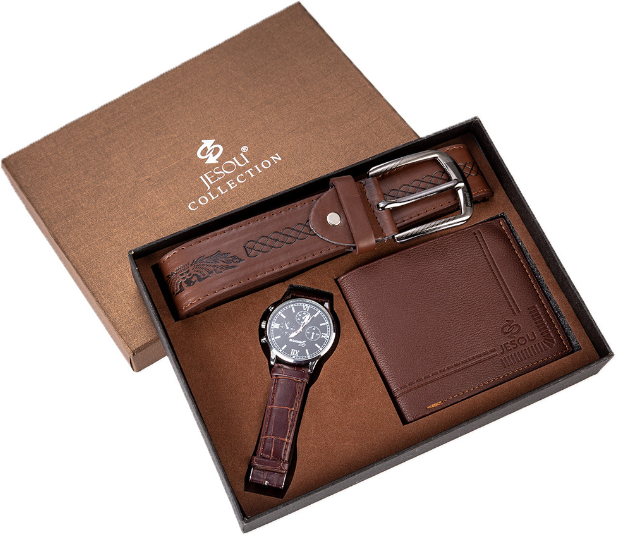 Men&apos;s Gift Set    Watch + wallet + belt three-piece set