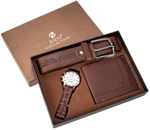 Men&apos;s Gift Set    Watch + wallet + belt three-piece set