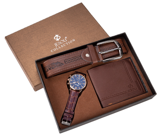 Men&apos;s Gift Set    Watch + wallet + belt three-piece set