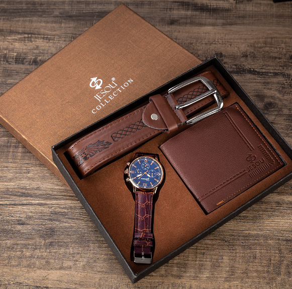 Men&apos;s Gift Set    Watch + wallet + belt three-piece set