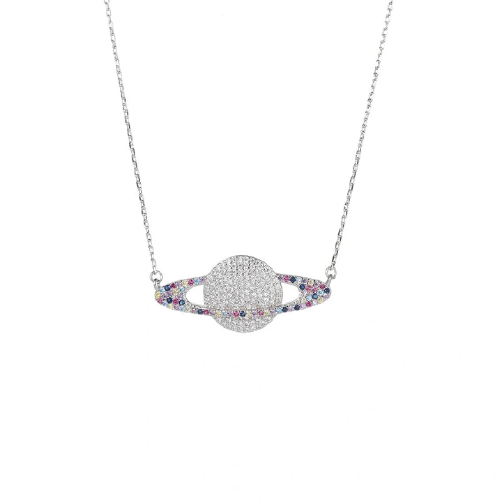 Popular star trip star dot micro set zircon white copper Necklace