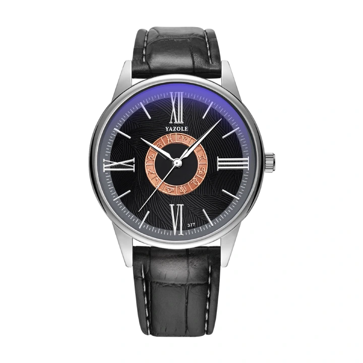 Yazole377 Silver Business Watch Men's Casual constellation design quartz men's watch