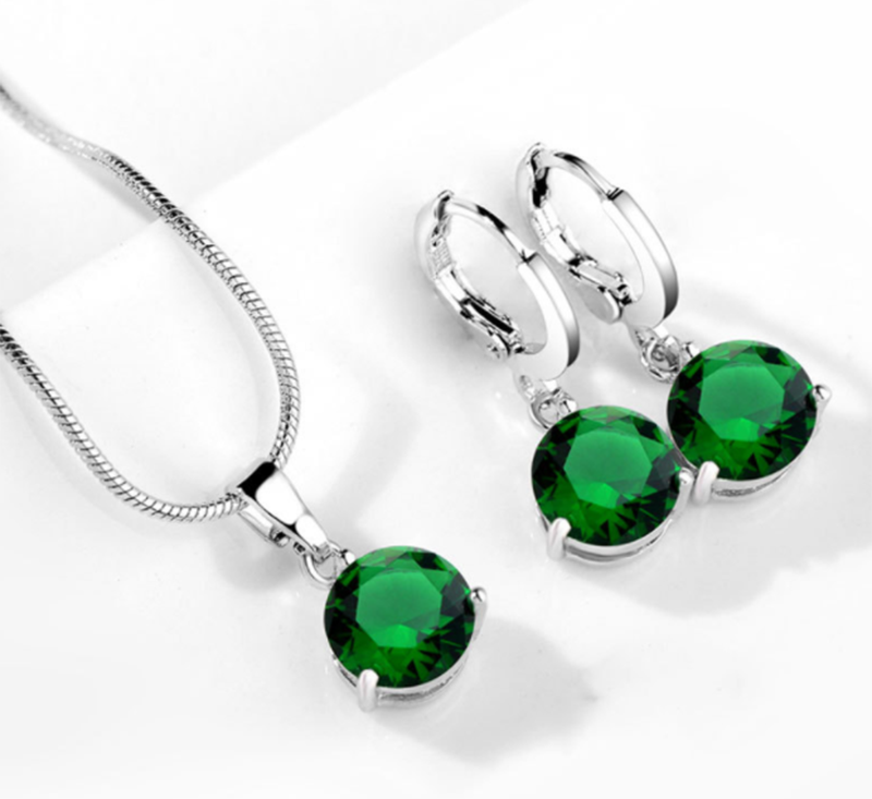 Europe and America AAA zircon drop necklace earrings set jewelry