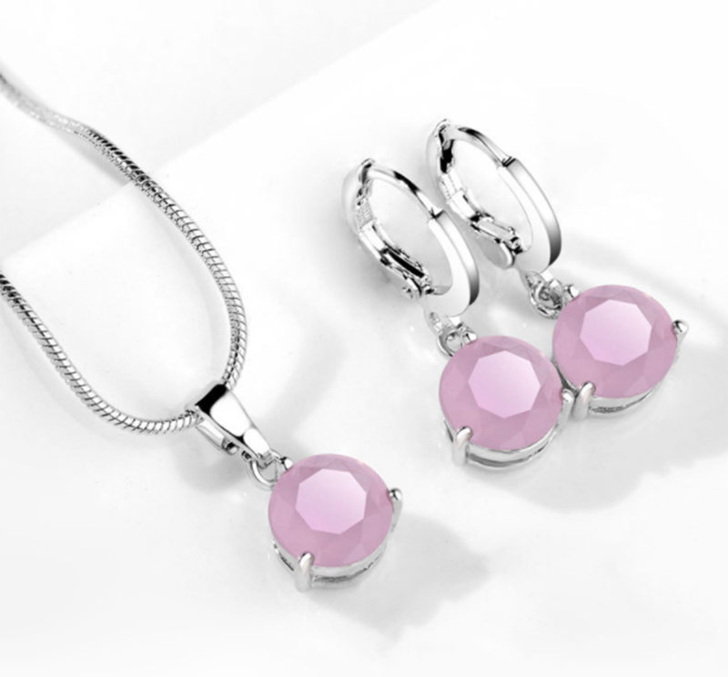 Europe and America AAA zircon drop necklace earrings set jewelry