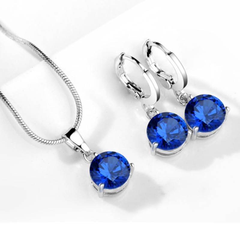 Europe and America AAA zircon drop necklace earrings set jewelry