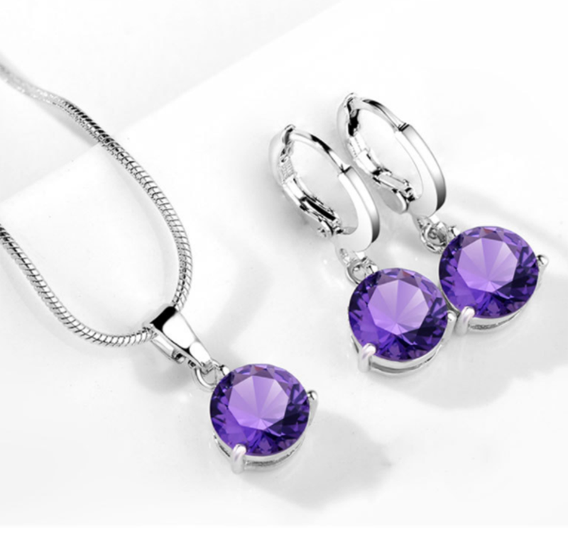 Europe and America AAA zircon drop necklace earrings set jewelry