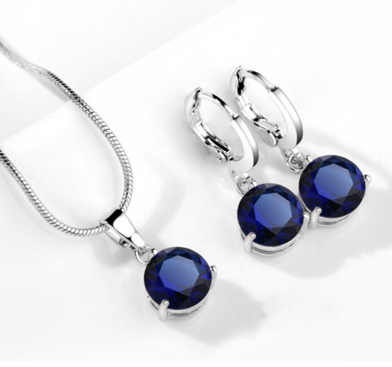 Europe and America AAA zircon drop necklace earrings set jewelry