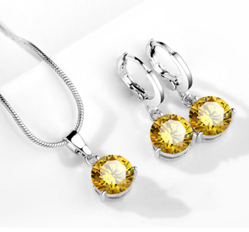 Europe and America AAA zircon drop necklace earrings set jewelry