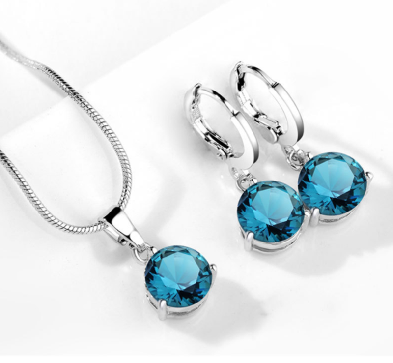 Europe and America AAA zircon drop necklace earrings set jewelry