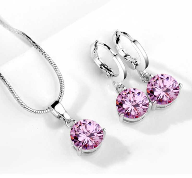 Europe and America AAA zircon drop necklace earrings set jewelry