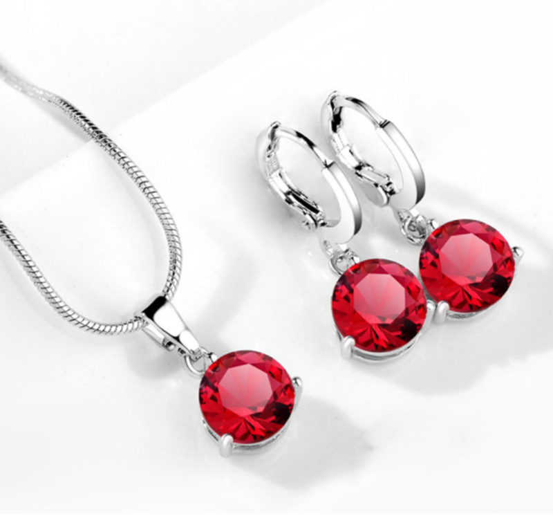 Europe and America AAA zircon drop necklace earrings set jewelry