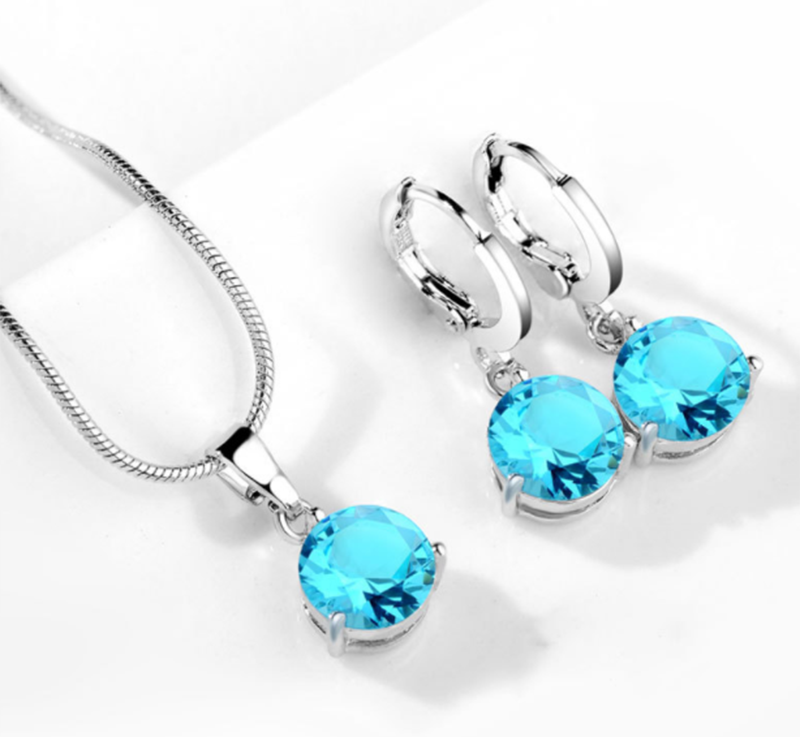 Europe and America AAA zircon drop necklace earrings set jewelry