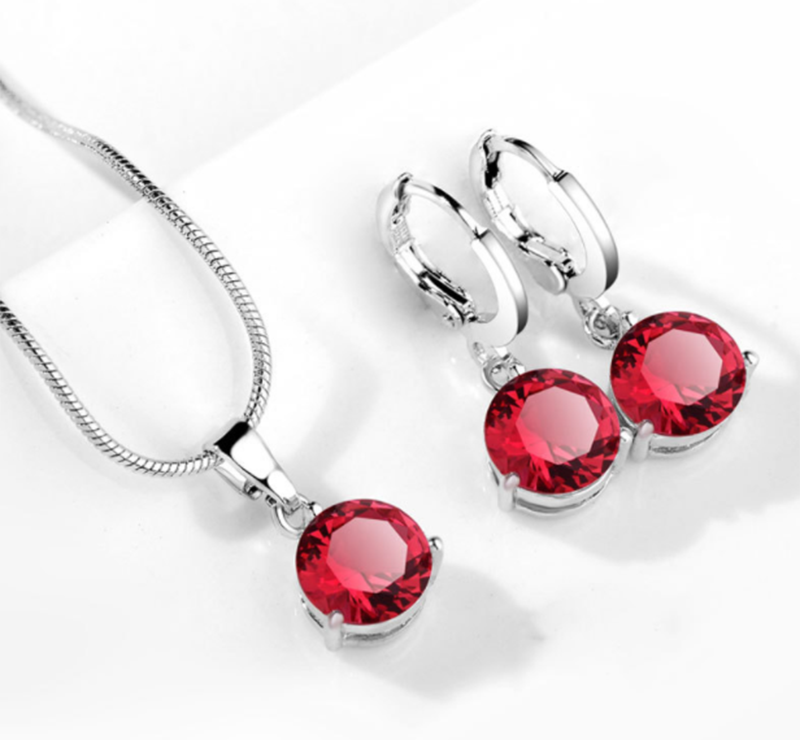 Europe and America AAA zircon drop necklace earrings set jewelry