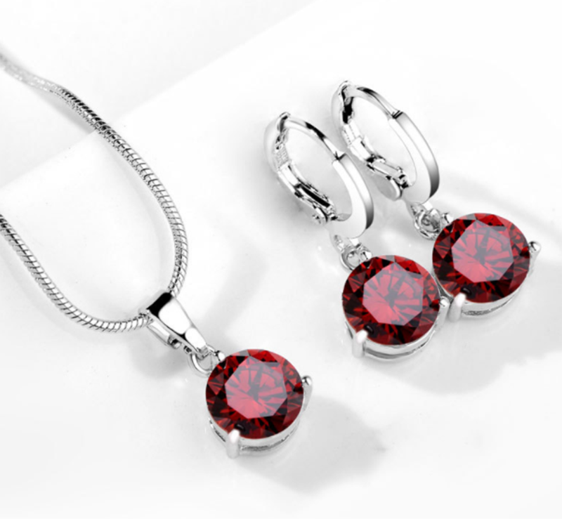 Europe and America AAA zircon drop necklace earrings set jewelry