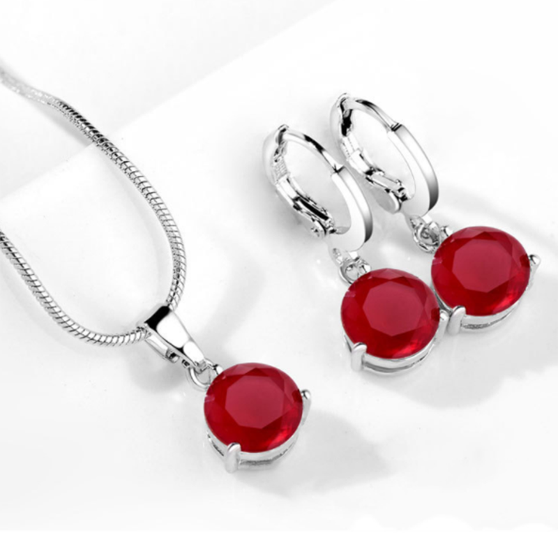 Europe and America AAA zircon drop necklace earrings set jewelry